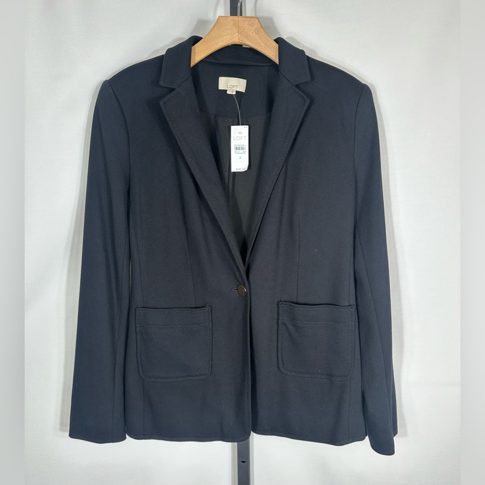 NWT Loft Black Blazer with Gold Button, Size 8